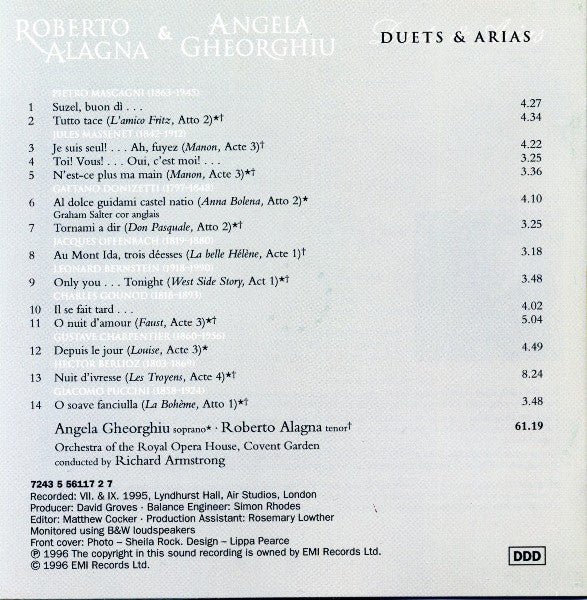 Roberto Alagna & Angela Gheorghiu, Richard Armstrong (4), Orchestra Of The Royal Opera House, Covent Garden : Duets & Arias (CD)