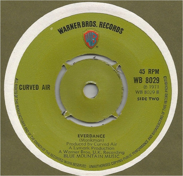 Curved Air : Back Street Luv (7", Single, Pus)