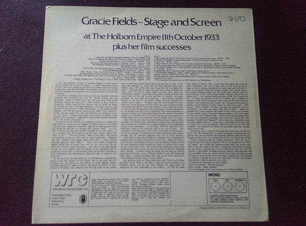 Gracie Fields : Stage And Screen (LP, Comp, Mono)