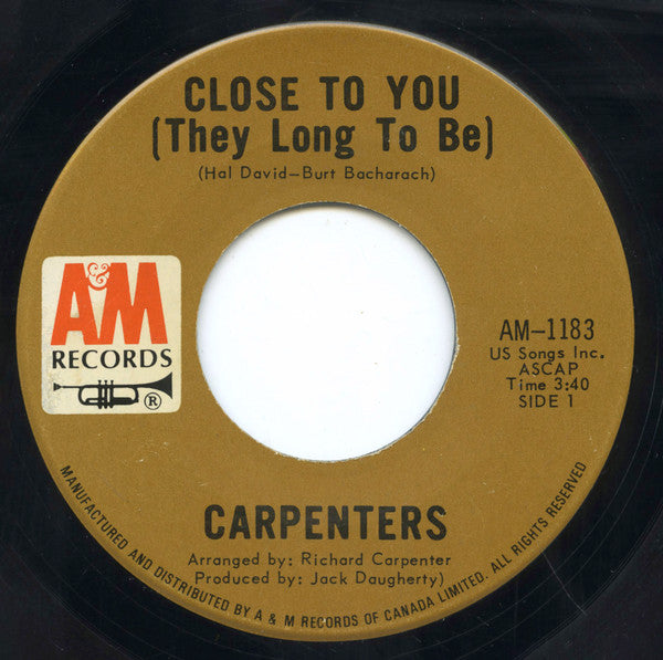Carpenters : Close To You (They Long To Be)  (7", Single)