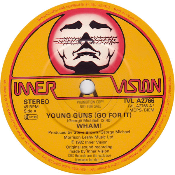 Wham! : Young Guns (Go For It) (7", Single, Promo)