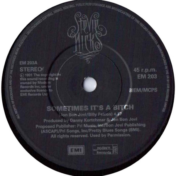 Stevie Nicks : Sometimes It's A Bitch (7", Single, Pap)