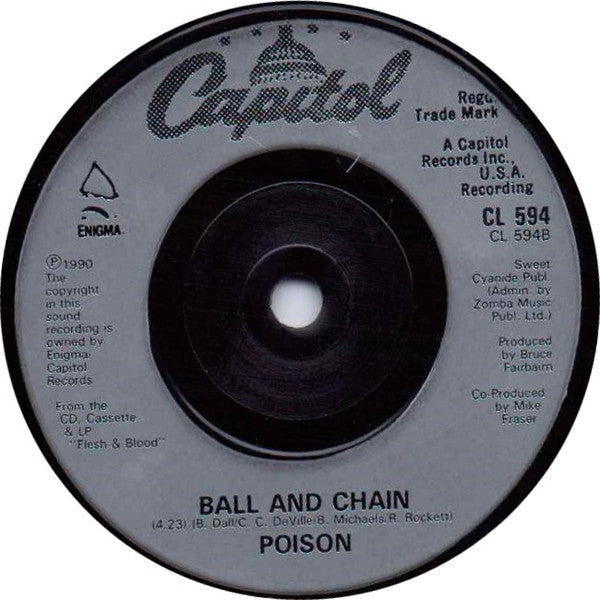 Poison (3) : Something To Believe In / Ball And Chain (7", Single, Inj)