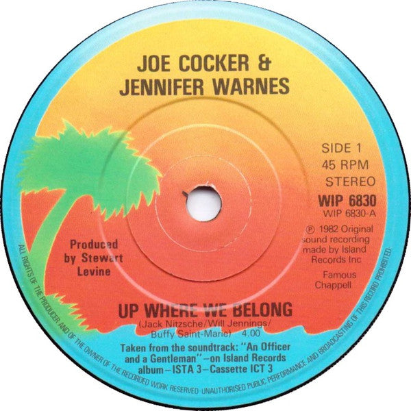 Joe Cocker, Jennifer Warnes : Up Where We Belong (7", Single, Sol)