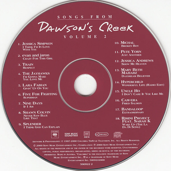 Various : Songs From Dawson's Creek Volume 2 (CD, Album, Comp, Enh)