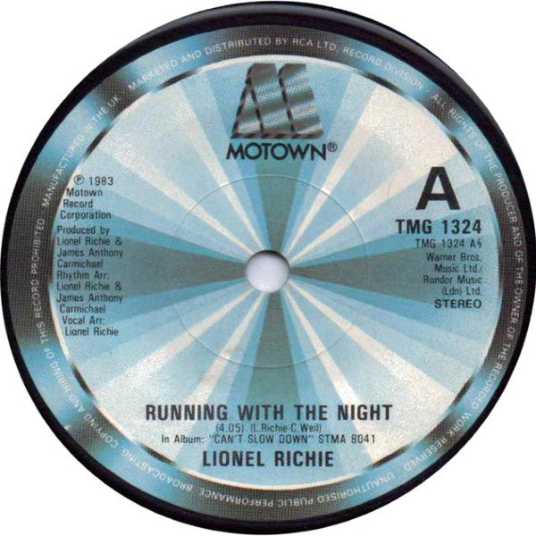 Lionel Richie : Running With The Night (Special Remix) (7", Single, Sol)