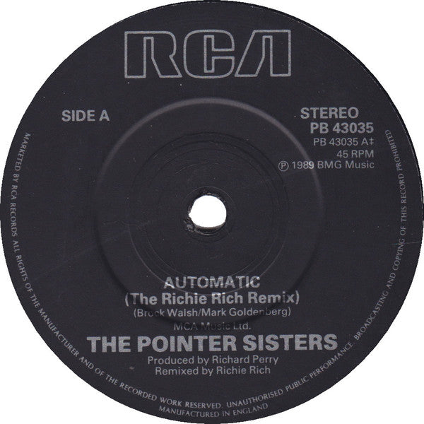 Pointer Sisters : Automatic (The Richie Rich Remiix) (7")