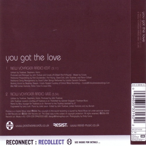 The Source : You Got The Love (CD, Single)