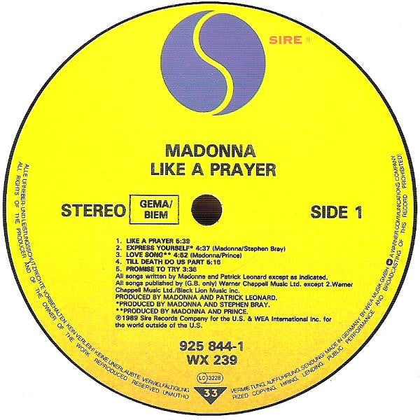 Madonna : Like A Prayer (LP, Album, DMM)