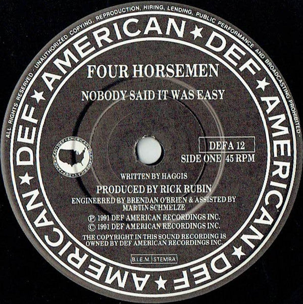 The Four Horsemen : Nobody Said It Was Easy (7", Single)