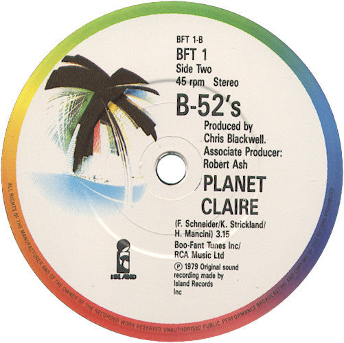 The B-52's : Rock Lobster / Planet Claire (7", Single)