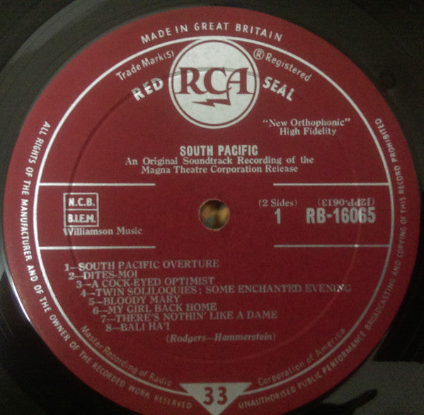 Rodgers & Hammerstein : RCA Presents Rodgers & Hammerstein's South Pacific (LP, Mono, Gat)