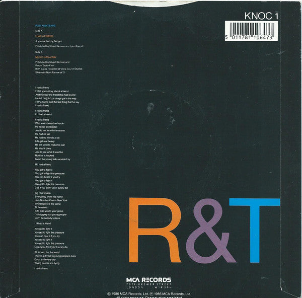 Rain & Tears : I Had A Friend (7", Single)