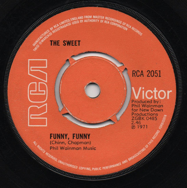 The Sweet : Funny, Funny (7", Single, Kno)