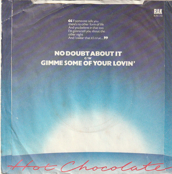 Hot Chocolate : No Doubt About It (7", Pus)