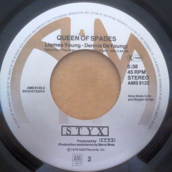 Styx : Too Much Time On My Hands (7", Single)