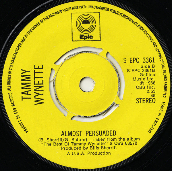 Tammy Wynette : D.I.V.O.R.C.E. (7", Pus)
