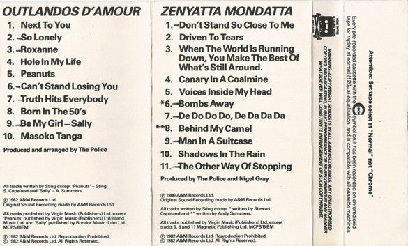 The Police : Outlandos D'Amour / Zenyatta Mondatta (Cass, Comp, Dou)