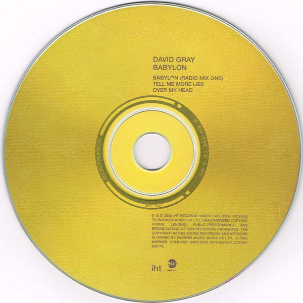 David Gray : Babylon (CD, Single, Dis)