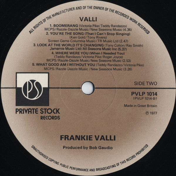 Frankie Valli : Valli (LP, Album)