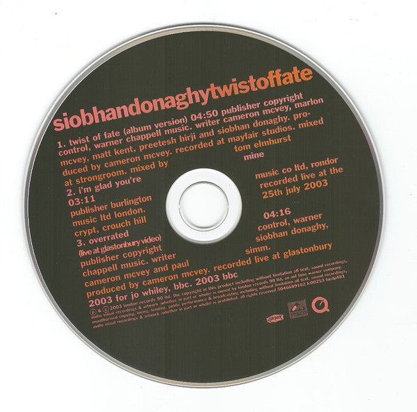 Siobhan Donaghy : Twist Of Fate (CD, Single, Enh, CD1)