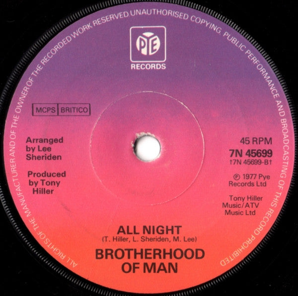 Brotherhood Of Man : Angelo (7", Single, Sol)