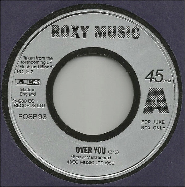 Roxy Music : Over You (7", Jukebox)