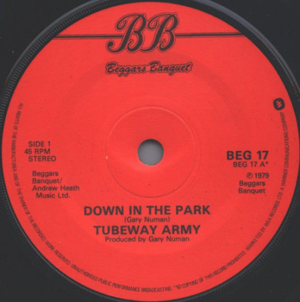 Tubeway Army : Down In The Park (7", Single)