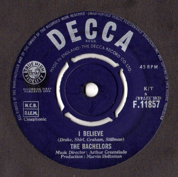 The Bachelors : I Believe (7", Single)