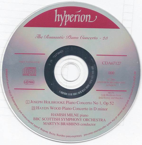 Joseph Holbrooke, Haydn Wood, Hamish Milne, BBC Scottish Symphony Orchestra, Martyn Brabbins : Piano Concerto No 1 'The Song Of Gwyn Ap Nudd' / Piano Concerto In D Minor (First Recording) (CD, Album)