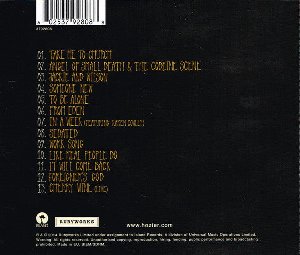 Hozier : Hozier (CD, Album, EDC)