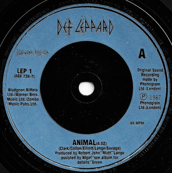 Def Leppard : Animal (7", Single, Lig)