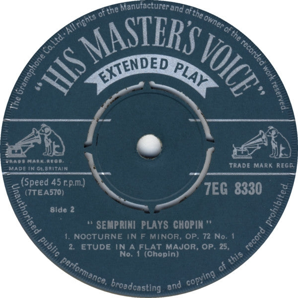 Alberto Semprini : Semprini Plays Chopin (7", EP, Gre)