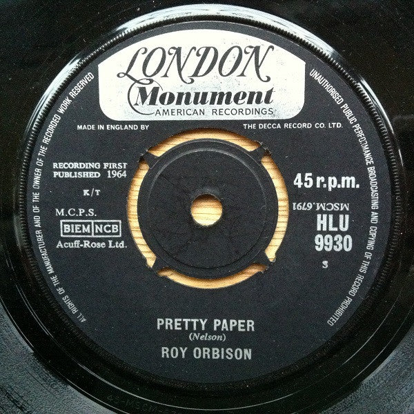 Roy Orbison : Pretty Paper /  Summersong (7")