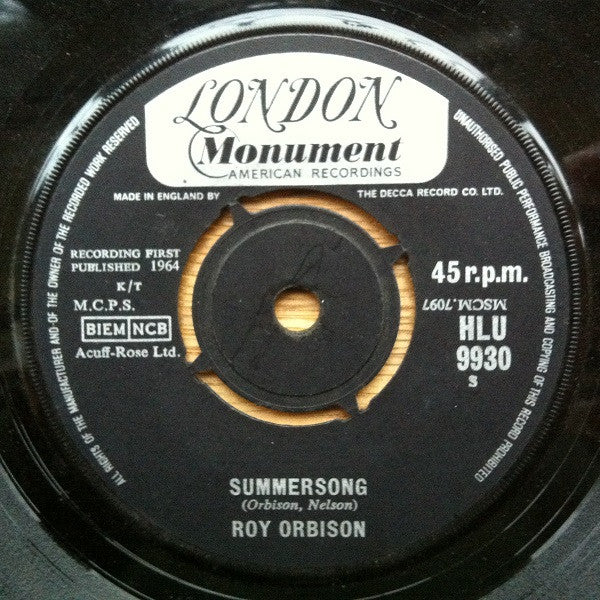 Roy Orbison : Pretty Paper /  Summersong (7")