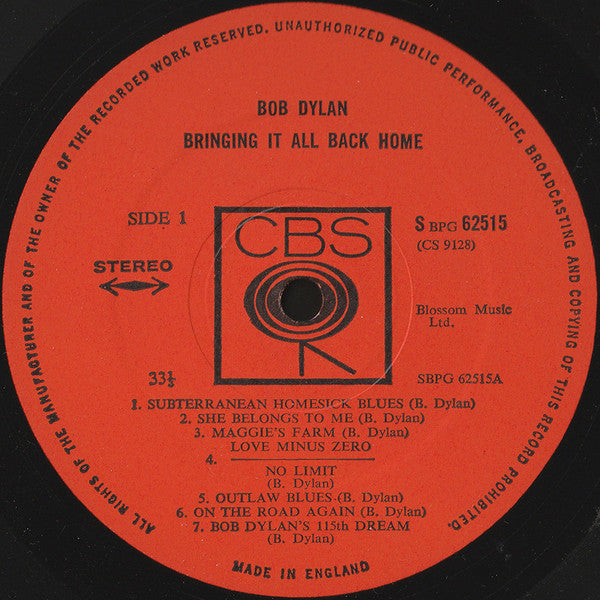 Bob Dylan : Bringing It All Back Home (LP, Album, RE)