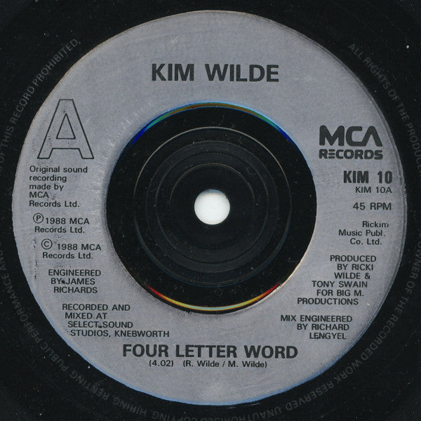 Kim Wilde : Four Letter Word (7", Single, Inj)