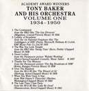 Tony Baker And His Orchestra : Academy Award Winners (Volume One 1934–1950)  (CD)