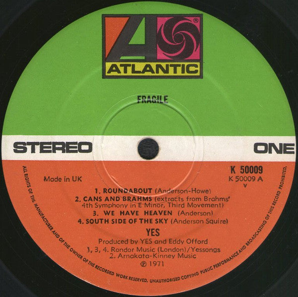 Yes : Fragile (LP, Album, RE, Gat)