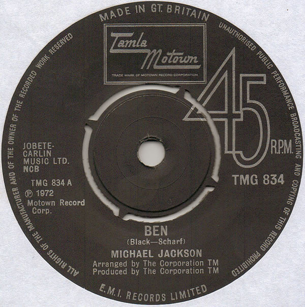 Michael Jackson : Ben (7", Single)