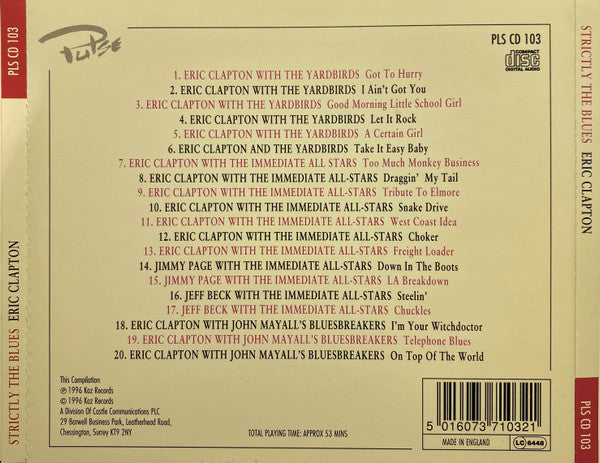 Eric Clapton & Various : Strictly The Blues (CD, Comp)