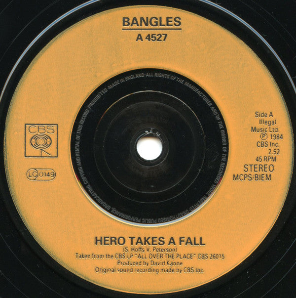 Bangles : Hero Takes A Fall (7", Single, Inj)