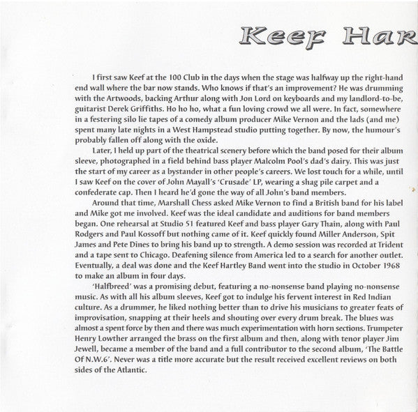 The Keef Hartley Band : Not Foolish Not Wise (CD, Album, Comp)