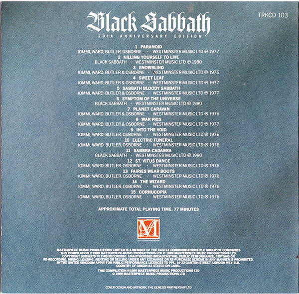 Black Sabbath : Backtrackin' - 20th Anniversary Edition (CD, Album, Comp)