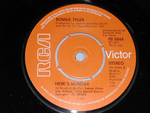 Bonnie Tyler : Heaven / Here's Monday (7", Single, Promo)