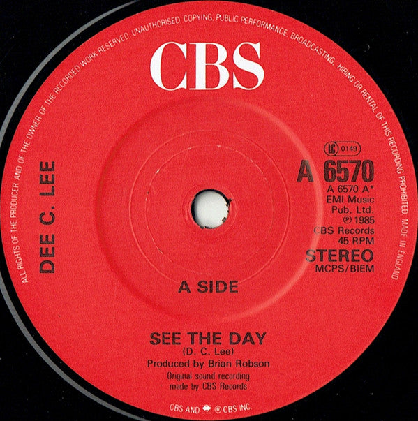 Dee C. Lee : See The Day c/w The Paris Match (7", Single)