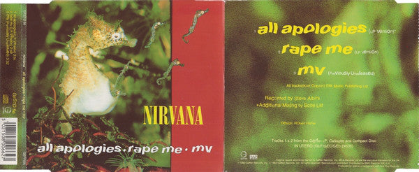 Nirvana : All Apologies ● Rape Me ● MV (CD, Single)