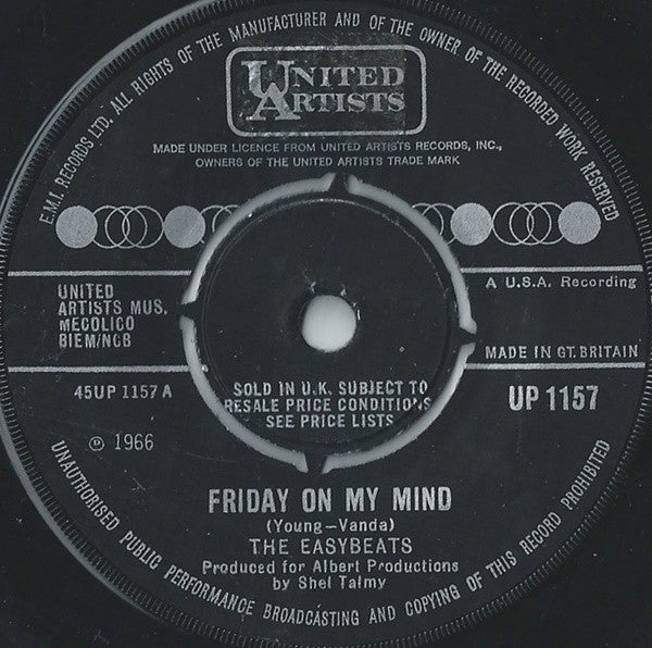 The Easybeats : Friday On My Mind (7", Single, Kno)