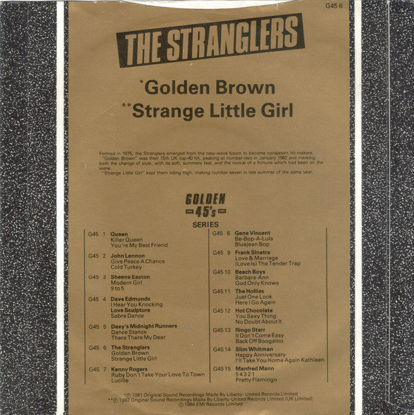 The Stranglers : Golden Brown / Strange Little Girl (7", Single, Sol)