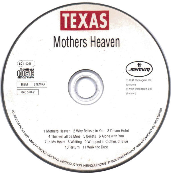 Texas : Mothers Heaven (CD, Album)